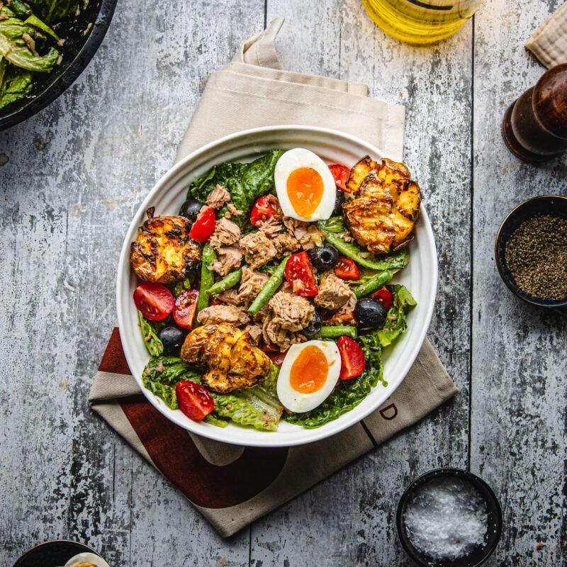Crispy Smashed Potato Tuna Nicoise Salad